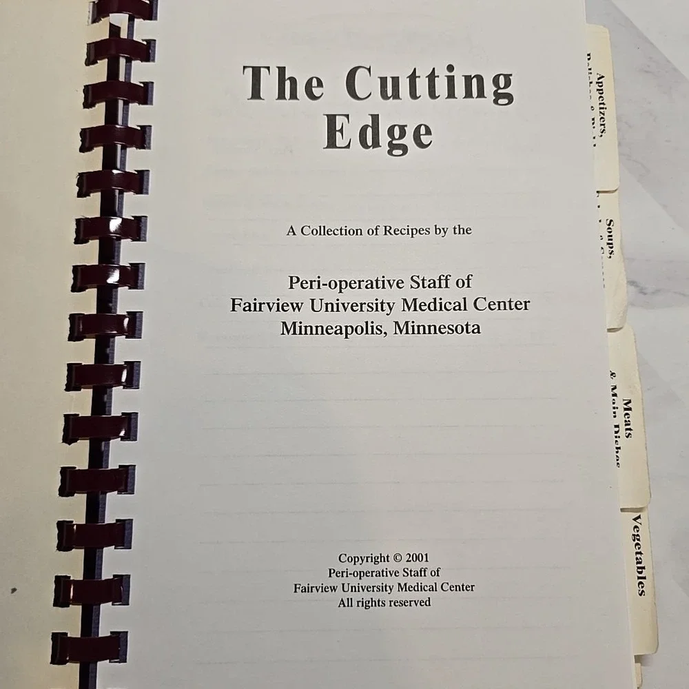 Spiral Bound Cookbook - The Cutting Edge - Fairview University Medical Center MN